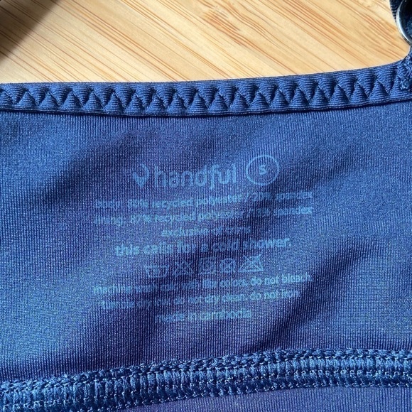 Handful Supportive Zip Clip Front Athletic Workout Running Navy Blue Sports Bra - Picture 9 of 11